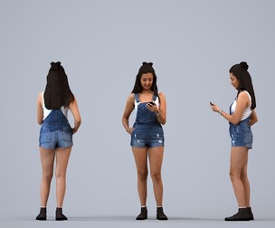 00226_Yawan0008 Adult Indian woman standing in public space holding smartphone