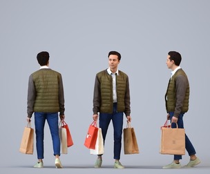 00227_Kadek015 Adult Middle Eastern man shopping in retail space with bag, autumn or spring attire