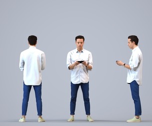 00227_Kadek0004 Adult Caucasian man standing in public space with smartphone, autumn attire