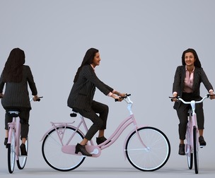 00228_Yawan0001 Adult Indian woman cycling in business attire for public spaces