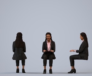 00228_Yawan0014 Adult Indian woman sitting in office wearing autumn or spring business attire