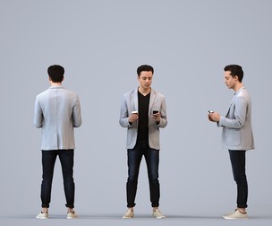 00229_Kadek0006B Adult Caucasian male standing in office with coffee, autumn or spring attire