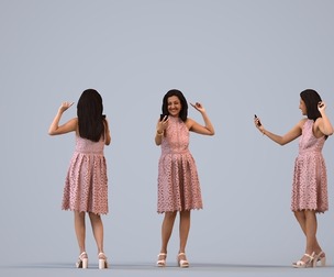 00230_Yawan002 Adult Indian woman taking photo in public space with smartphone