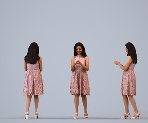 00230_Yawan0004 Adult Indian woman standing in public space with smartphone