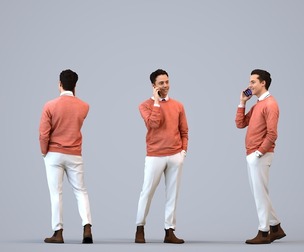 00231_Kadek0007 Adult Caucasian man calling with smartphone in transitional seasonal clothing