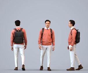 00231_Kadek0010 Adult Caucasian male walking publicly with bag in transitional seasonal clothing