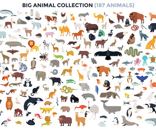 187 Animals Vector Mega Bundle, Huge Wildlife Clipart Set, Safari, Farm, Ocean, Birds Graphics, EPS