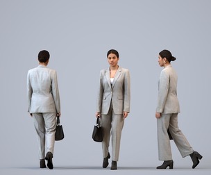 00234_Nur0011 Adult Latino woman walking through office in transitional seasonal business attire