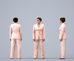 00235_Aamina0003 Adult Caucasian woman waiting in office wearing autumn or spring business attire