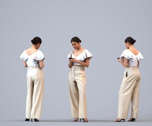 00236_Nur0006 Adult Latino woman standing in office wearing transitional business attire, holding