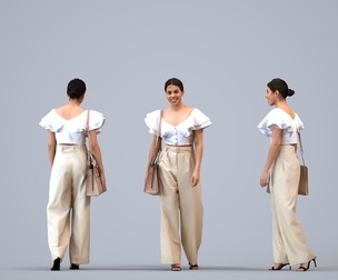 00236_Nur0014 Adult Latino woman walking through office in autumn business attire with bag