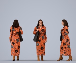 00237_Aamina0002 Adult Caucasian woman walking through public space carrying bag, autumn attire