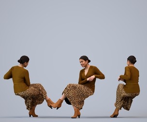 00238_Nur0011 Adult Latina woman relaxing in public space wearing transitional seasonal clothing