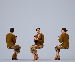 00238_Nur0009 Adult Latina woman relaxing at home with coffee in transitional attire