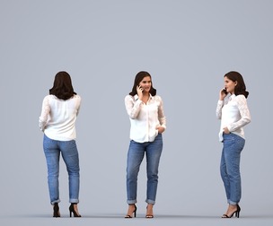 00239_Aamina003 Adult Caucasian woman calling on smartphone in casual transitional seasonal clothing