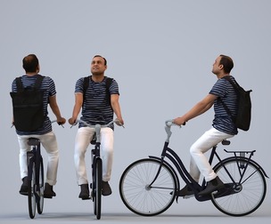 00240_Zeef012 Adult Indian man cycling in public space with bag