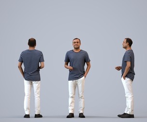 00240_Zeef006 Adult Indian man waiting in public space wearing summer casual attire