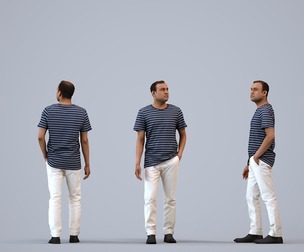 00240_Zeef004 Adult Indian man waiting in public space wearing summer casual attire