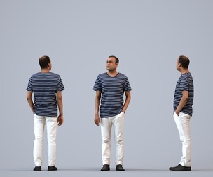 00240_Zeef003 Adult Indian man waiting in public space wearing summer casual attire