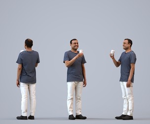 00240_Zeef005 Adult Indian man drinking coffee in casual summer clothing for public spaces