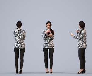 00242_Hannah008 Adult Caucasian woman standing in office wearing autumn business attire, holding