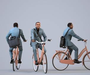 00246_Zeef0011 Adult Indian man cycling through public space in business attire