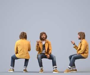 00248_Jet0008 Adult Caucasian man talking while sitting at home in transitional attire