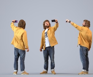 00248_Jet0005 Adult Caucasian man taking photo with smartphone in autumn attire