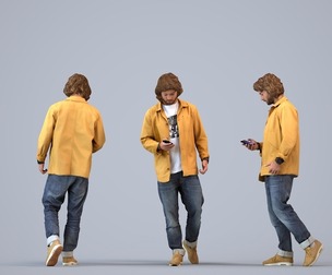 00248_Jet0006 Adult Caucasian man walking with smartphone in autumn or spring attire