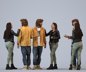 00249_Anargul0009 Adult Caucasian figures bonding in public space wearing transitional seasonal