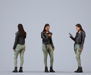 00249_Anargul0014 Adult Indian woman standing casually with smartphone in autumn attire