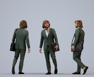 00250_Jet0009 Adult Caucasian male walking with bag in transitional seasonal business attire