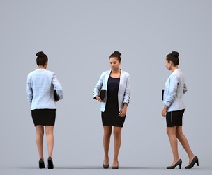 00251_Anargul0016 Adult Indian woman waiting in office wearing autumn or spring business attire