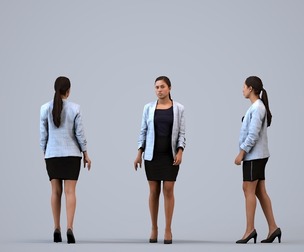 00251_Anargul0001 Adult Indian woman walking through office in autumn or spring business attire