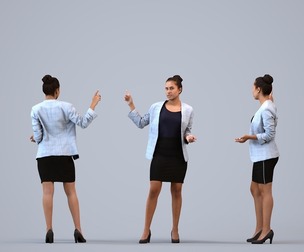 00251_Anargul0010 Adult Indian woman presenting in office wearing transitional seasonal business