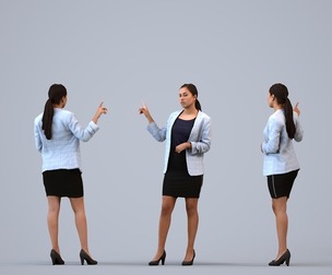 00251_Anargul0003 Adult Indian woman presenting in office wearing transitional seasonal business