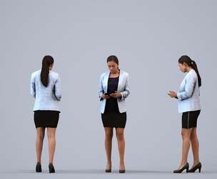 00251_Anargul0002 Adult Indian woman standing in office wearing autumn or spring business attire,