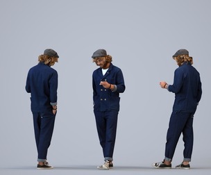 00252_Jet0007 Adult Caucasian man standing in public space wearing transitional seasonal clothing
