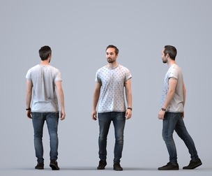 00252_Daud0004 Adult Caucasian man walking through public space in transitional seasonal clothing