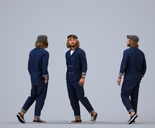 00252_Jet0006 Adult Caucasian man walking through public space in transitional seasonal clothing
