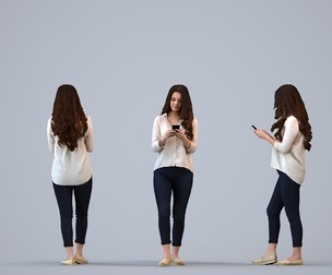 00253_Sari0007 Adult Caucasian woman walking through public space with smartphone