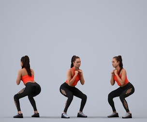00253_Anargul0012 Adult Indian woman crouching during exercise in summer sportswear