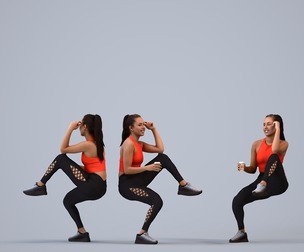 00253_Anargul0017 Adult Indian woman exercising in summer sportswear, seated fitness pose