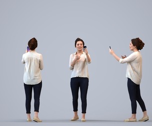 00253_Sari0018 Adult Caucasian woman taking photo with smartphone in public space
