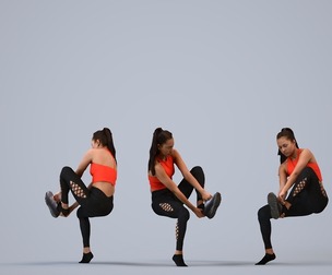 00253_Anargul0015 Adult Indian woman sitting during exercise in sports setting