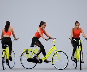 00253_Anargul0002 Adult Indian woman cycling in summer sportswear for architectural visualization