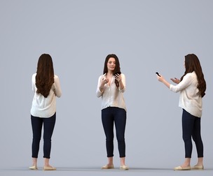 00253_Sari0006 Adult Caucasian woman standing in public space with smartphone