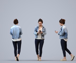 00253_Sari0017 Adult Caucasian woman walking through public space with smartphone