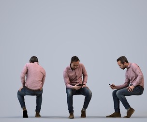 00254_Daud0010 Adult Caucasian male sitting in public space with smartphone, autumn attire