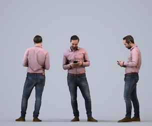 00254_Daud0009 Adult Caucasian man standing in public space with smartphone, autumn attire